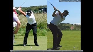 Jon Rahm golf swing  Long Iron faceon amp downtheline July 2017 [upl. by Berty]