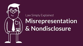 Misrepresentation and Nondisclosure  Contracts  Defenses amp Excuses [upl. by Kunz569]