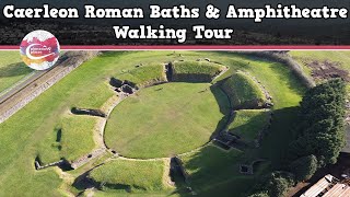 CAERLEON ROMAN BATHS amp AMPHITHEATRE WALES  Walking Tour  Pinned on Places [upl. by Ahsikcin]