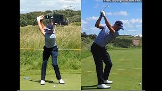 Justin Thomas golf swing  Long Iron faceon amp downtheline July 2017 [upl. by Dahaf52]