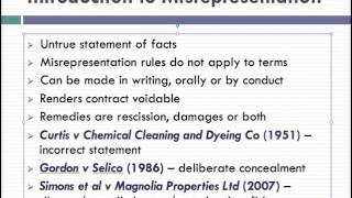 Misrepresentation Lecture 1 of 4 [upl. by Auka]